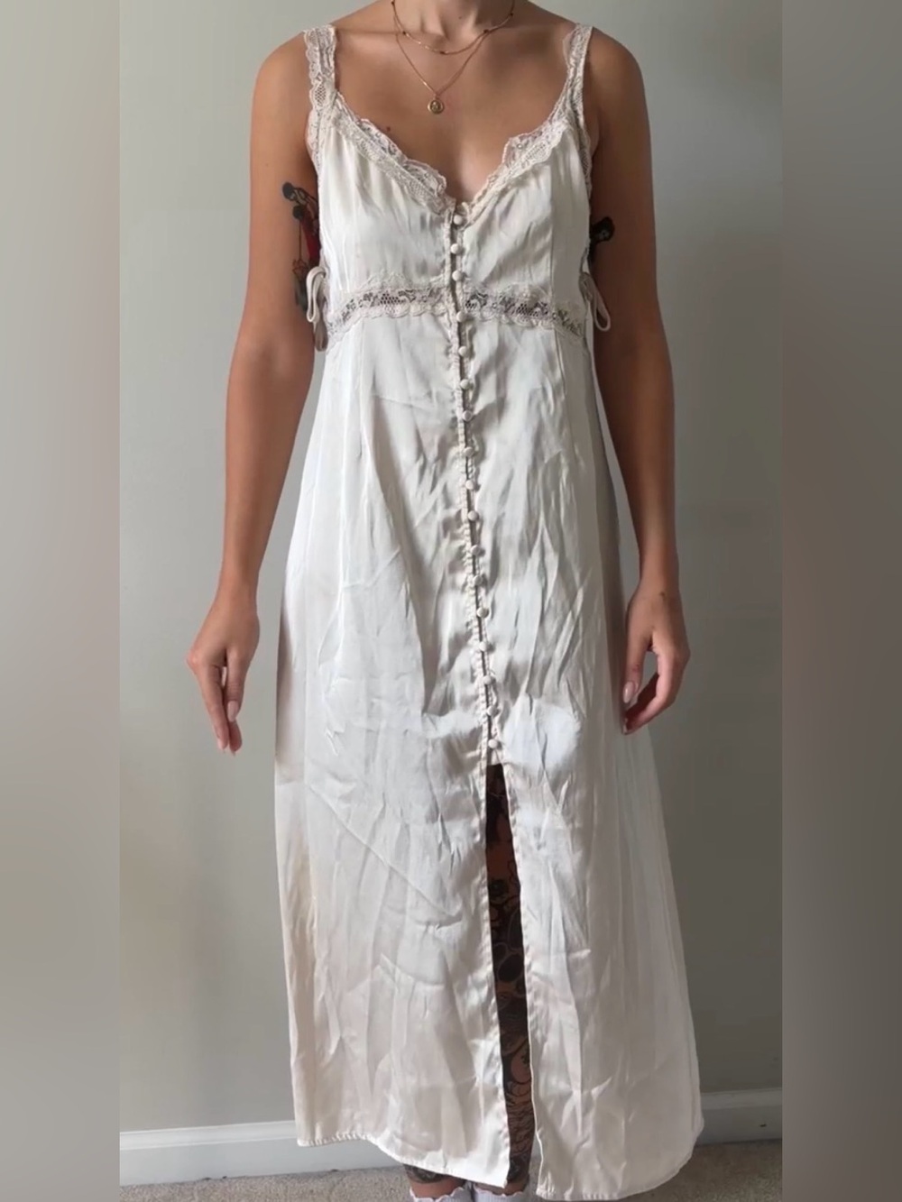 Cider Cream Lace-Trim Slip Top